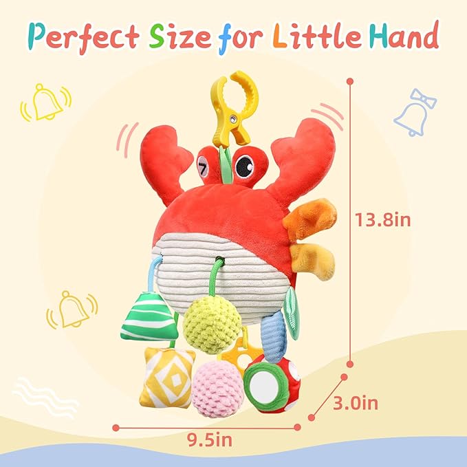 Car Seat Toys for Babies 0-6 Months, Stroller Hanging Toys for Babies 3-6 Months, Crinkle Rattle Mirror Crib Carseat Toy for Infants 6-12 Month, Gifts for Baby Boys Girls Newborns