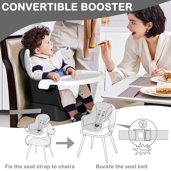 Baby High Chair, 8 in 1 Convertible Highchairs for Babies and Toddlers, Children Dining Booster Seat/Kids Building Block Table for Girls Boys, Baby Seat with Removable Tray, Grey