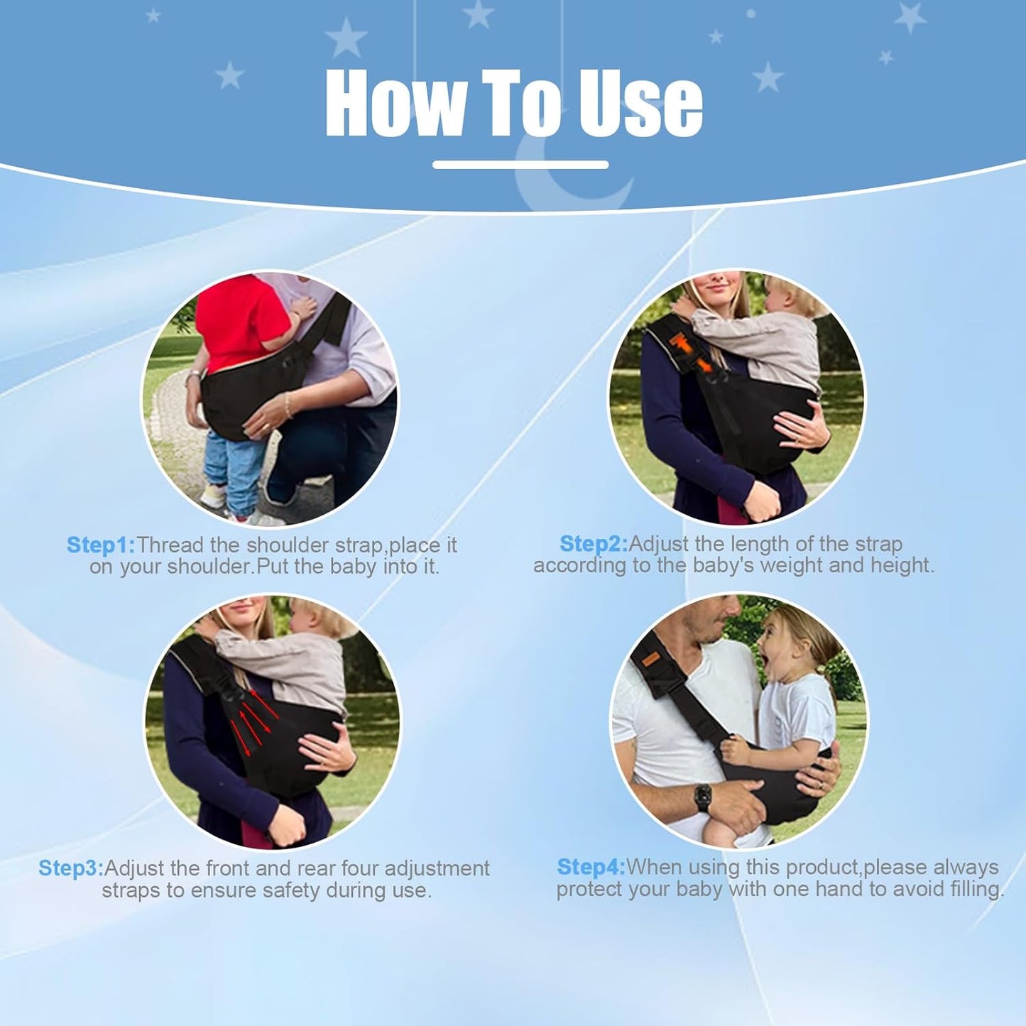 Baby Sling Carrier 2025 Baby Carrier Newborn to Toddler Sling Lightweight Baby Carrier Sling with Adjustable Straps Toddler Carrier Baby Wrap Sling for 10-30 lbs(Gray)