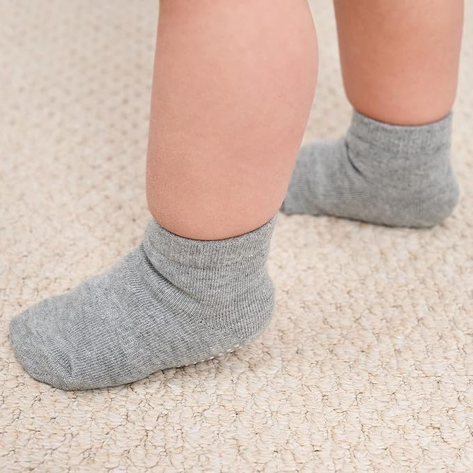 ZAPLES Baby Non Slip Grip Ankle Socks with Anti Skid Grippers Boys Girls Low Cut for Infants Toddlers Kids