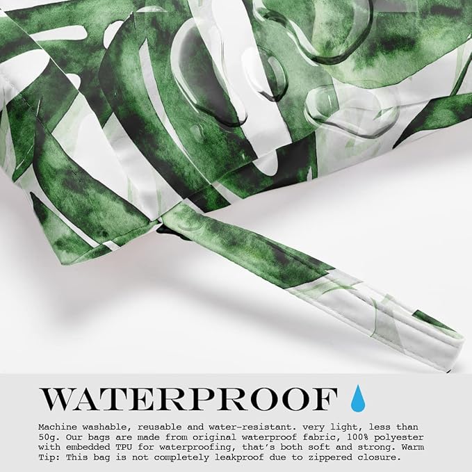 Wet Bag, Wet Dry Bag, Wet Bag for Swimsuit, Travel, Beach, Pool, Diapers, Dirty Yoga Gym Clothes, Makeup Bag, Waterproof Tropical Palm Leaves Decor Jungle Palm Leaf Favors