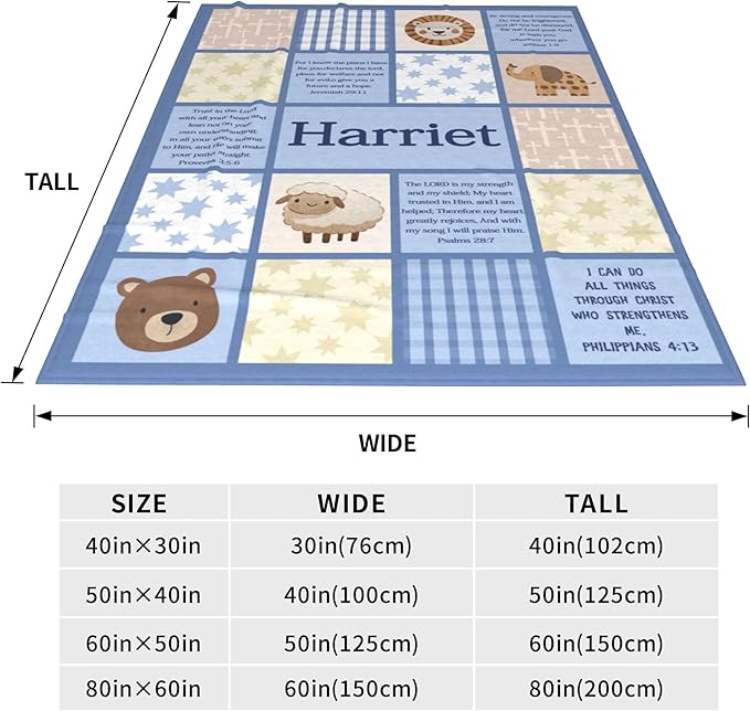 Personalized Baby Blankets with Name Christian Gift for Baby Plush Baptism Blanket Scripture Quote Swaddle Bible Verse Blanket for Newborn Birthday Christmas Christening Godchild Gift