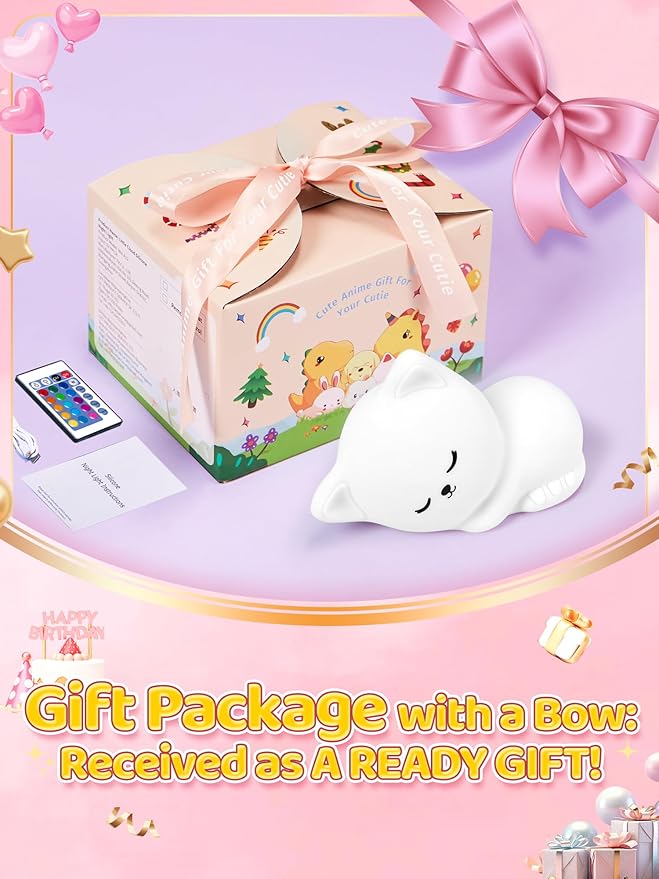 Mubarek 【Remote + Gifts Package】 Cat Gifts for Girls,16 Colors Dimmable Teen Girl Gifts Trendy Stuff, TAP for Fun Cute Stuff for Teen Girls