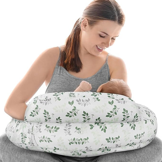 Nursing Pillow for Breastfeeding, Original Breastfeeding Pillows for Support Mom and Baby, Nursing Pillows with Adjustable Waist Strap, Pocket and Removable Soft Cover, White