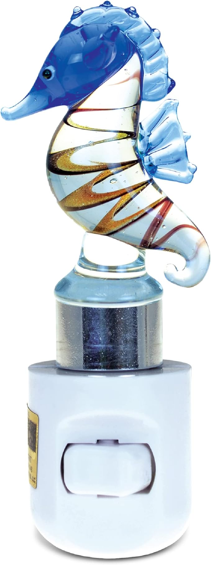 COTA Global Seahorse Night Light - Home Décor Wall Plug in Night Light with Switch, Unique Decorative Hand Made LED Glass Art Nightlight for Bathroom, Nursery - 4.5 Inches
