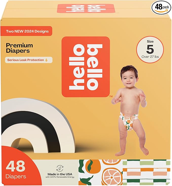 Hello Bello Premium Diapers Size 5, Main Squeeze & Zesties for The Resties Designs, 48ct Club Box