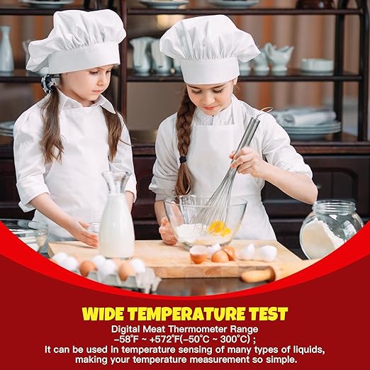 12 Pcs Meat Food Thermometer Food with Probe Water Liquid Instant Read Digital Thermometer Kitchen Cooking Supplies for Cooking BBQ Milk Yogurt (Black)