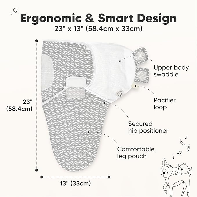 KeaBabies 3-Pack Organic Baby Swaddle Sleep Sacks - Swaddles for Newborns, Infant 3-6 Months, Baby Girls, Boys, Soft & Snug Newborn Sleep Sack, Nursery Swaddling Blankets (Nordic, L)