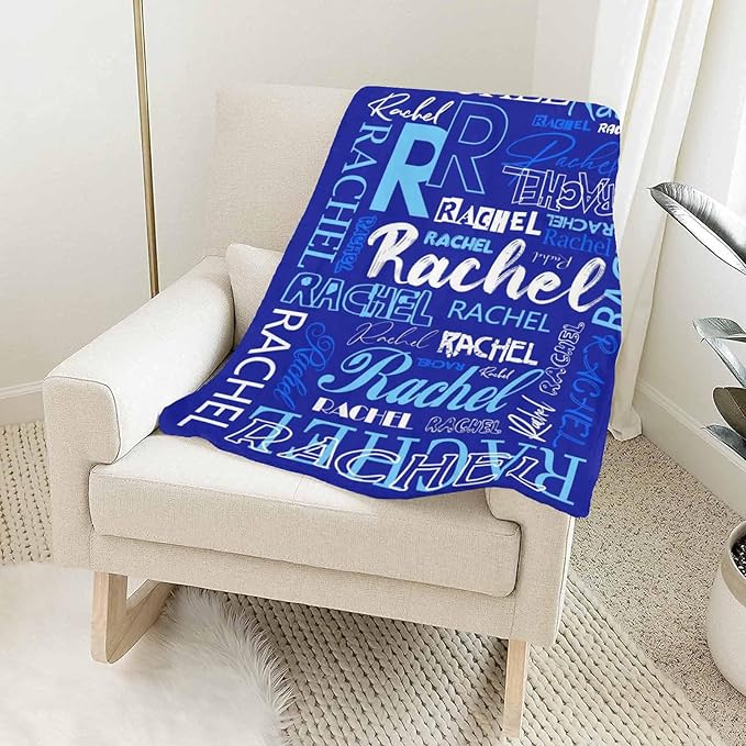 Artsadd Personalized Baby Blanket for Boys Girls with Name, Custom Super Soft Fleece Blankets for Kids Adults, Customized Christmas Birthday Blanket Gift for Daughter Son Friends Family