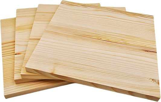 4PCS Unfinished Wood Square Blocks for Crafts, 7x7x0.4in Blank Wooden Squares Pine Wood Boards for Carving,DIY Wood Coasters,Painting & Burning