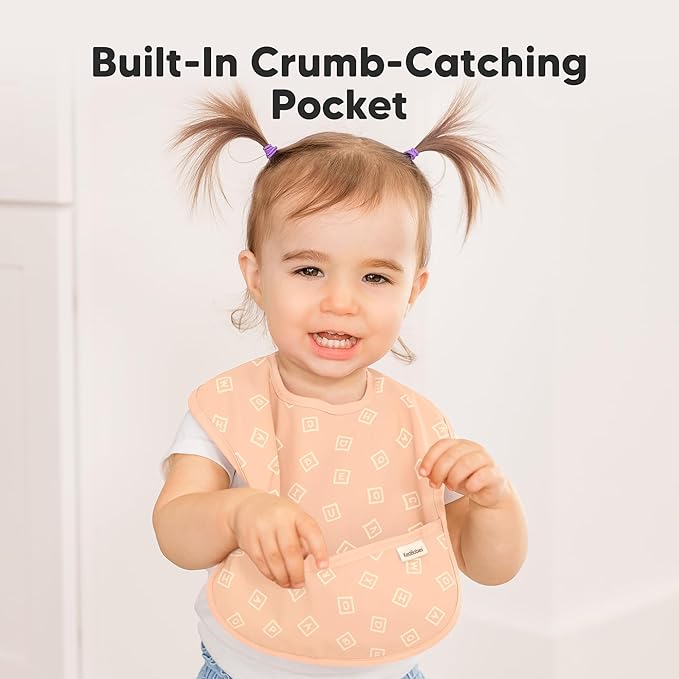 KeaBabies 3-Pack Waterproof Baby Bibs for Eating - Lightweight Toddler Feeding Bibs with Large Food Catcher, Mess Proof, Food-Grade Baby Eating Essentials, Easy to Put On & Clean (Toy Land)