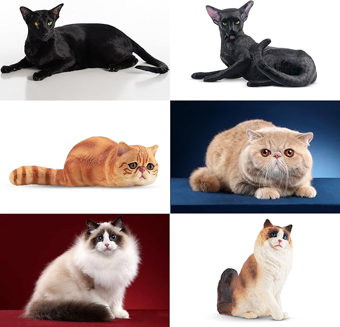 12PCS Realistic Cat Figurines, Plastic Cat Figure, Cat Cake Topper Kitten Toy Halloween Christmas Birthday Gift for Kids and Children