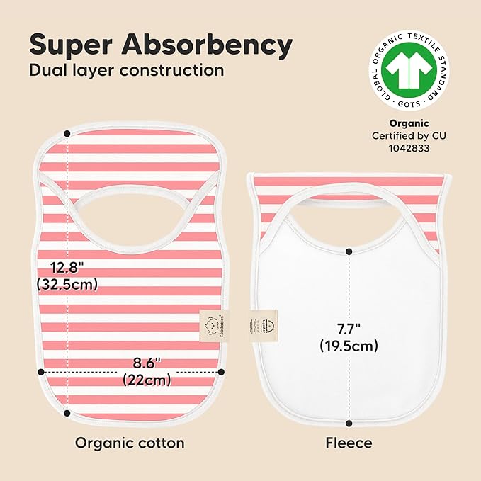 KeaBabies 8-Pack Baby Bibs for Boys, Girls - Pullover Bibs for Drooling Teething Baby Girl & Boy Toddler, Newborn, Soft & Absorbent, Cute Colors, Large Torso Coverage Keep Infant Clean & Dry (Blush)