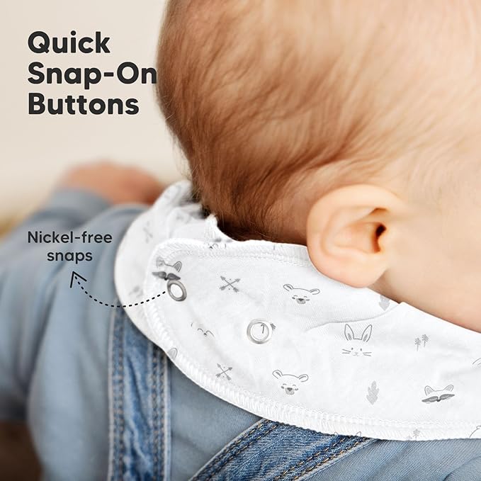 8-Pack Organic Baby Bandana Bibs for Boys, Girls - Super Absorbent Triangle Baby Bibs for Drooling and Teething Infant, 100% Cotton Extra Soft for Newborn, Infant 0-36 Months (Nordic)