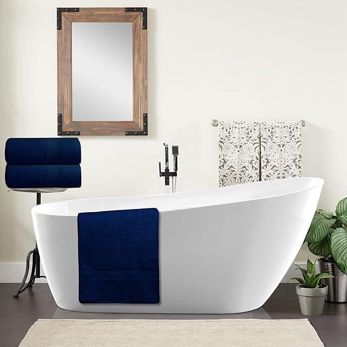 100% Cotton Luxury Bath Sheets - Pack of 2 (35" x 70") | Super Soft, Quick-Dry & Highly Absorbent Towels for Bathroom, Home, Spa & Gym (Navy Blue)