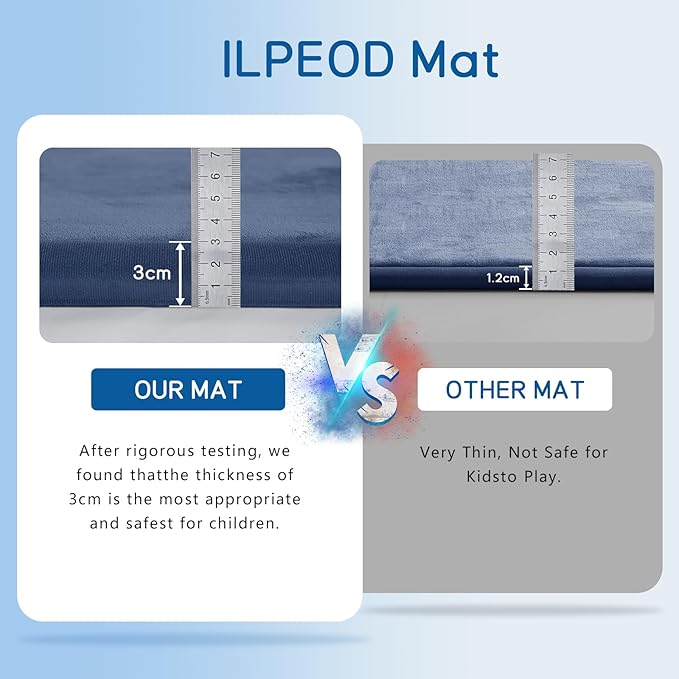 Baby Play Mat for Floor Tummy Time Mat Nursery Muscle Area Rug Playroom Rug Tatami 65"*50" Memory Foam 1.3" Thick Crawling For Babies,Toddlers, Infants, Kids,Floor(Blue)