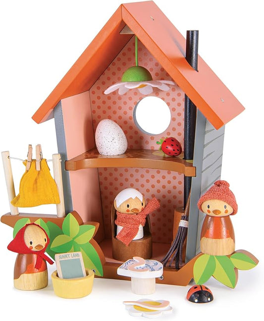Tender Leaf Toys - Robin’s Nest Box - Wooden Toy Birdhouse with Bird Family and Accessories - Imaginative Play Set - Develop Creative Storytelling and Improve Fine Motor Skills - Age 3+
