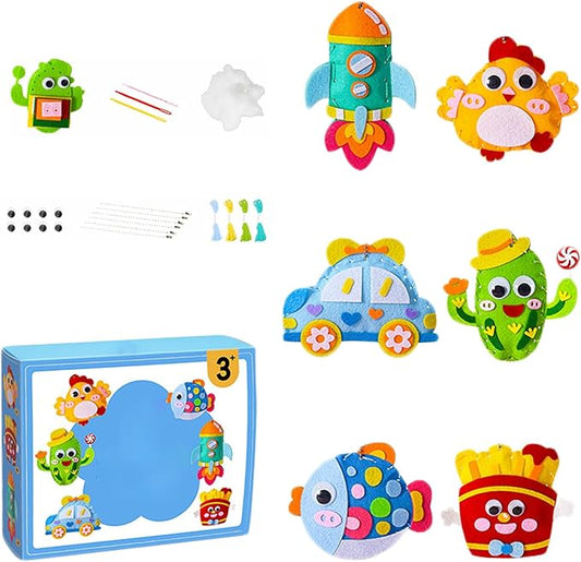 Whateveri DIY Doll Sewing Toys - Kids Sewing Kit, Handmade Crafts, Animals Kit, Weaving Loom, Ages 8-12