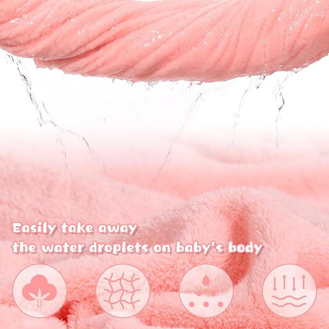 Toddler Bath Towels Age 1-2, Soft Absorbent Animal Hooded Towel for Kids Girls, 2 Pack 50" x 32" Large Thick Baby Towels with Hood, White Panda & Pink Duck Set