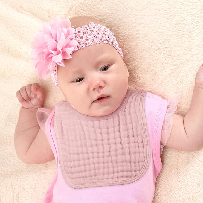 Tallew 8 Pack Baby Bibs and Muslin Burps for Baby Boy Girl Drooling and Teething 20" x 10" Burp Cloths Absorbent Rag Soft Cotton Bibs for Newborn Toddler Infant 0-24 Month Essentials(Macaron Color)