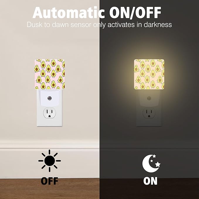 Cute Pink Avocado Night Light Plug into Wall with Dusk to Dawn Light Sensors Heart Shaped Avocado Night Light LED Lamp for Bedroom Hallway Home Wall Decor Nightlight for Girls Boys Men Women