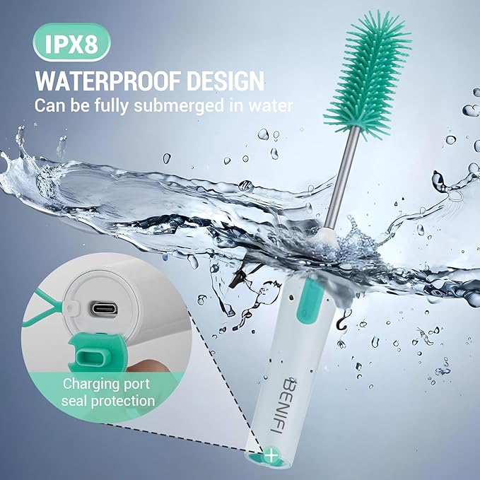 Electric Bottle Brushes Set, Baby Bottle Brush Cleaner, Portable Cleaning Brush Set, Silicon Bottle Brushes, Formula Mixer, Nipple Brush, Straw Brush, Soap Dispenser