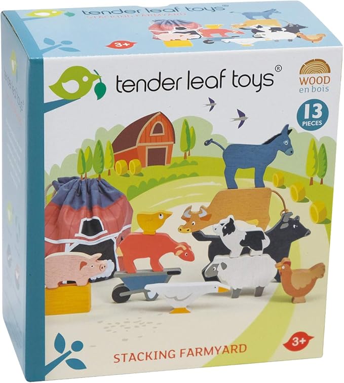 Tender Leaf Toys - Stacking Farmyard Set for Kids - Animal Set for Encouraging Logical Thinking, Inspire Imaginative and Pretend Play