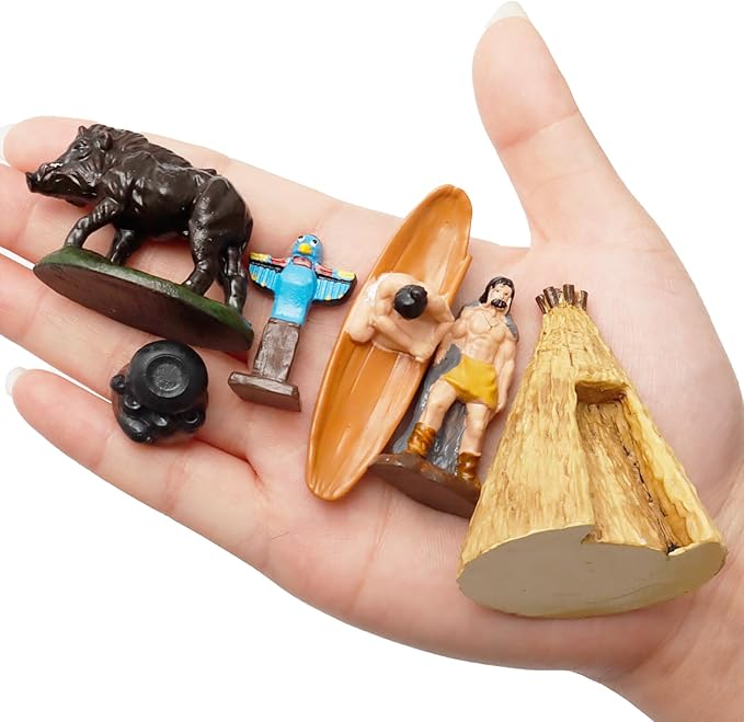 Hiawbon 15Pcs American Indian Figurines Set, Miniature Indian Figurines with Accessories, Resin American Indians Figures Play Figure Playsets for 3+ Years Old