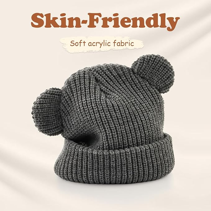 Toddler Boy Winter Hat Baby Knit Beanie Girl Warm Hats Kid Bear Ear Beanies for Cold Weather