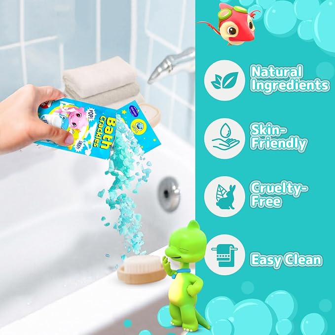 Bath Crackles for Kids 12 Pack, Toddler Bath Toys Nontoxic & Fragrance-Free a Unique Kids, Swirl Water for Fizzy Fun Easter Basket Stuffers