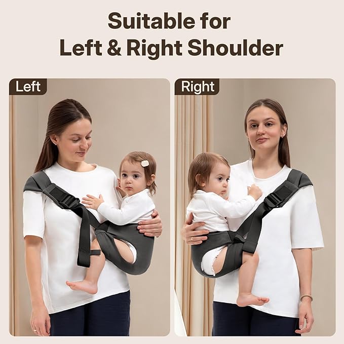 Toddler Carrier for 25-60 lbs,Comfortable&Lightweight Baby Sling Carrier,Adjustable with Left/Right Shoulder Straps,One Size Fits All,Ideal for Shopping and Travel-Grey