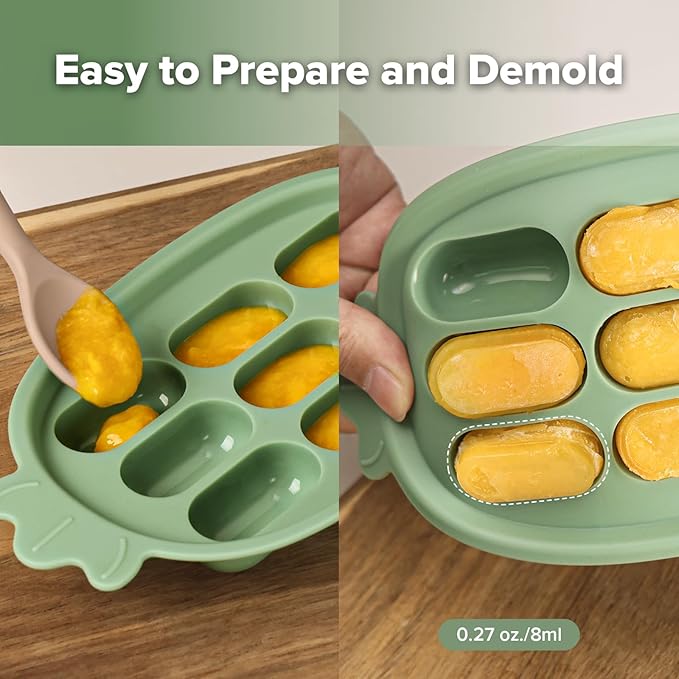 Haakaa Baby Popsicle Mold - Baby Food Maker & Breastmilk Teething Freezer Tray - BPA Free Silicone-Green