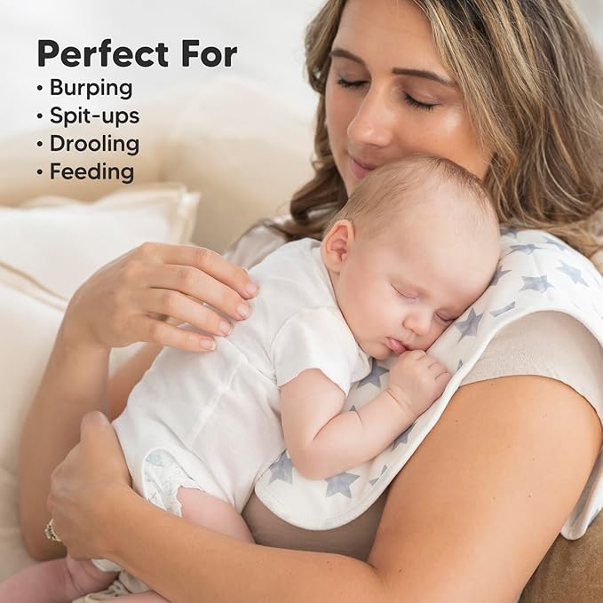 Organic Burp Cloths Baby Boy & Girl - 5-Pack Super Absorbent Cotton Burping Cloths for Babies, Soft & Plush Newborn Spit Up Rags, Infant Towels for Milk Spit Up, Unisex, Large 21" x 10"(Constellation)