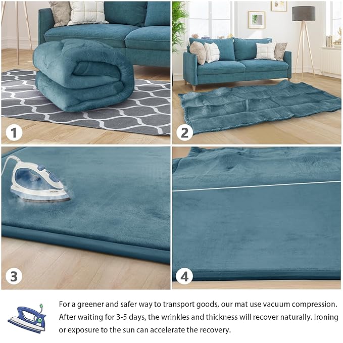 Baby Play Mat for Floor Tummy Time Mat Nursery Muscle Area Rug Playroom Rug Tatami 59"*59" Memory Foam 1.3" Thick Crawling For Babies,Toddlers, Infants, Kids,Floor(Green)