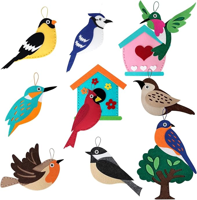 FYXGZZH Kids Beginner Sewing Kit – DIY Stuffed Craft Set with Pre-Cut Felt, Plastic Needle & Embroidery Thread, Educational Arts & Crafts for Boys & Girls Ages 6-12, Bird
