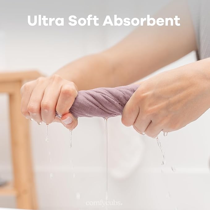 Comfy Cubs Muslin Baby Washcloths 6 Pack - Soft 6-Layer Cotton Wash Cloths for Sensitive Skin - 10"x10" Large, Gentle, Absorbent Infant Essentials for Newborn and Toddlers - Mauve