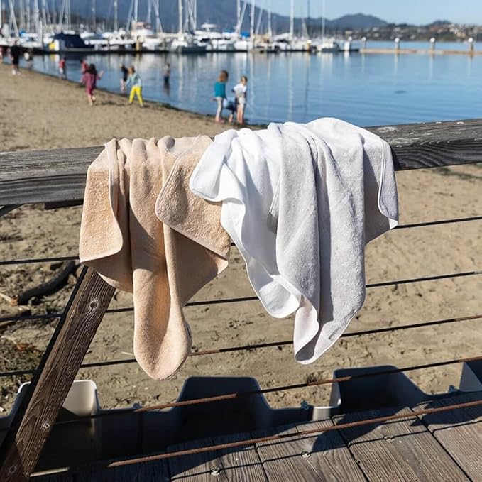 Pine & Palm Home Baby Hooded Towel - Rayon from Bamboo & Turkish Cotton - Super Soft & Absorbent Infant & Toddler Bath Towel (Pumice Stone)