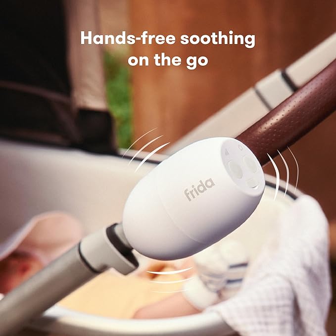 Frida Baby Hands-Free Stroller Rocker Device with 5 Vibration Levels, Universal Stroller Accessories, Rechargeable Portable Rocker for Cribs & Strollers, Water-Resistant Baby Soother