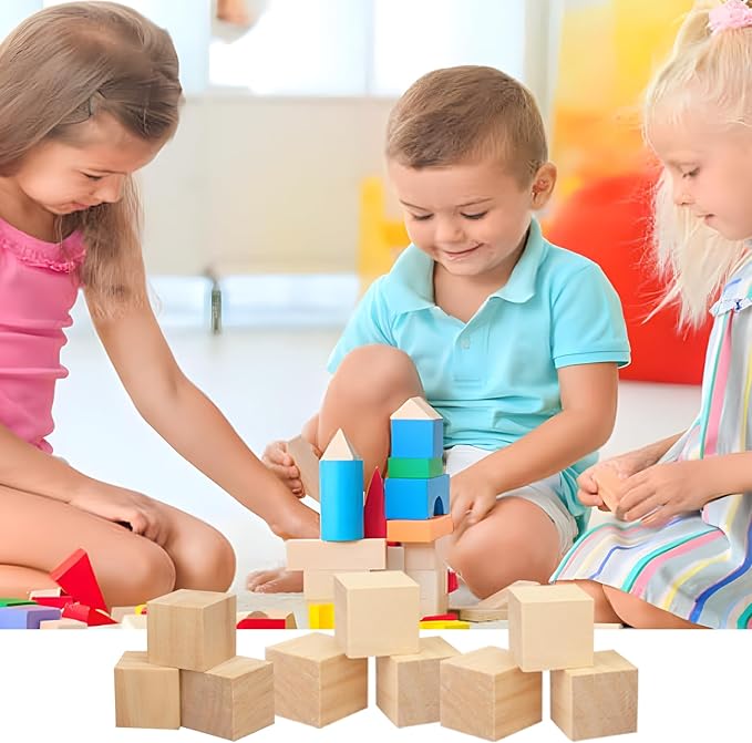 10 Pack Wooden Cubes 3 Inch Craft Quality Wood Blocks Perfect for DIY Projects