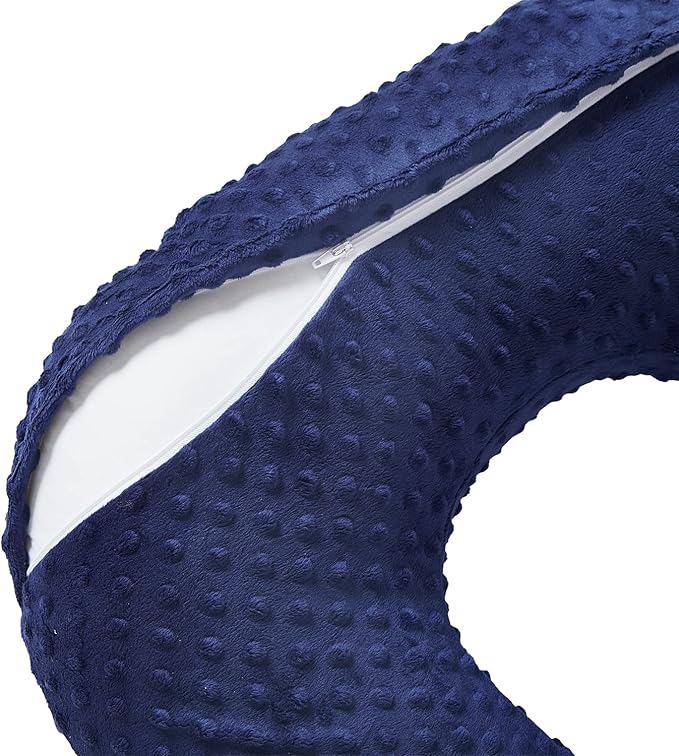 Nursing Pillow and Positioner Breastfeeding and Bottle Feeding, Propping Baby, Tummy Time, Sitting Support for Baby Boys Girls, with Removable dots Cover (Estate Blue)