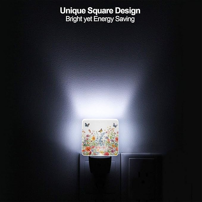 Led Night Light, Floral Plants Decorative Plug in Nightlights,with Smart Auto Dusk to Dawn Night Light for Bedroom, Kitchen, Nursery, Bathroom