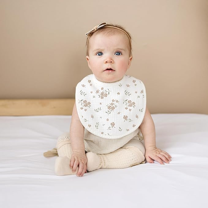 Konssy Muslin Baby Bibs 8 Pack Baby Bandana Drool Bibs Cotton for Unisex Boys and Girls, Soft Absorbent Set for Teething and Drooling