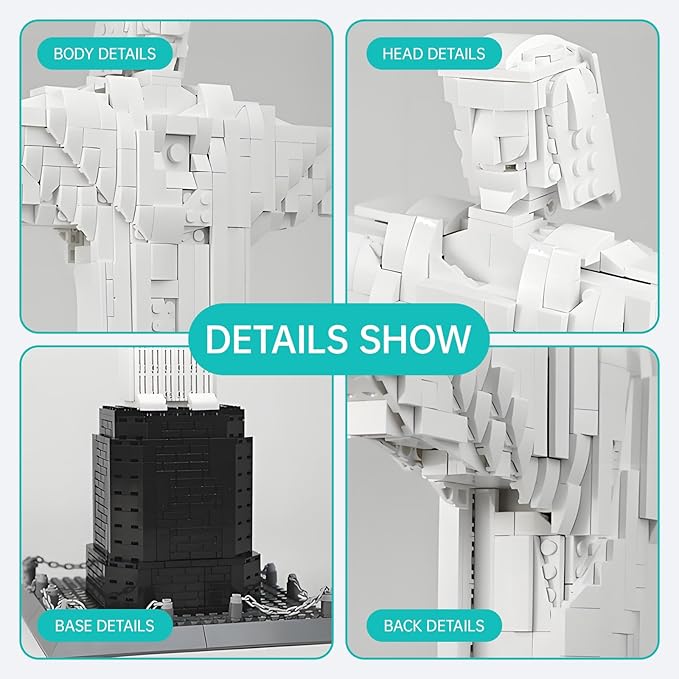 Jesus Architecture Model Building Blocks Set,Brazil Christ The Redeemer Statue World Famous Landmark Series Toys Gitf for Kids Adults