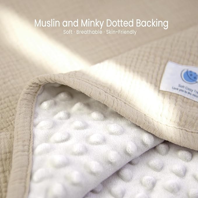 lulumoon Baby Blanket for Newborn Receiving: Minky Dot & Muslin Lightweight - Thermal Blanket Gift for Baby Shower & Hospital Welcoming 30"x40"（Ivory）