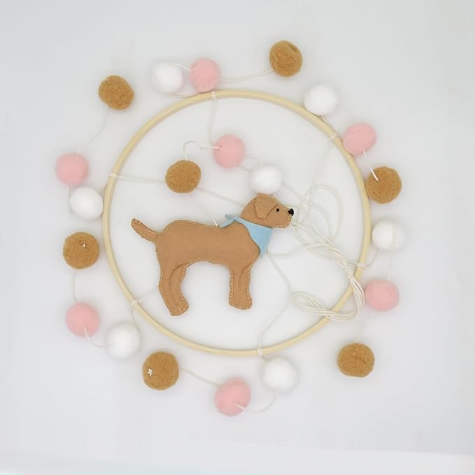 Baby Crib Mobile for Girls Boys Dog Theme Baby Mobile for Crib Mobile for Bassinet with Felt Ball