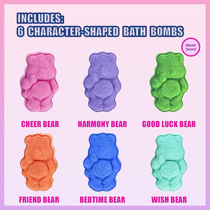 Care Bears 6 Pack Bubblegum Scented Bath Bombs - Ages 3+ Character Molded Bath Bombs – Fun & Bright Colors - Great Birthday Gifts, Stocking Stuffers, Slumber Parties, Spa Days & More by Townley Girl