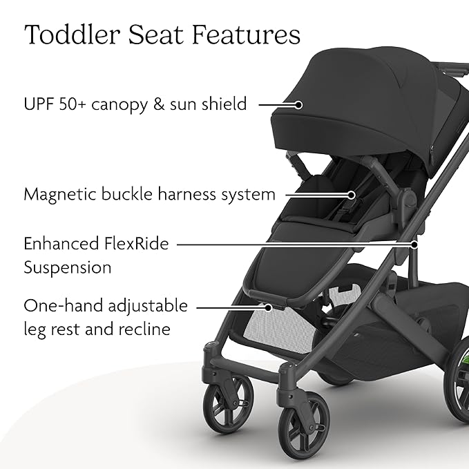 UPPAbaby Cruz V3 Stroller - from Birth + Car Seat Compatible - Full-Size, Reversible Seat - Infant Insert, Bug and Rain Shields Included - Jake (Charcoal/Carbon Frame/Black Leather)