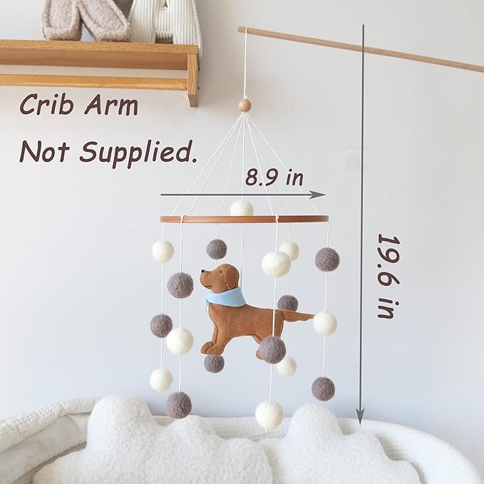 Baby Crib Mobile for Boys Girls Dog Mobile Baby Mobile for Crib Mobile for Bassinet with Felt Ball