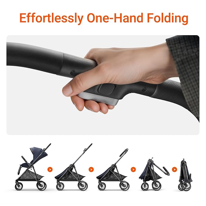 MAMAZING Air Lux Baby Stroller with Carbon Fiber Frame, One-Hand Fold & Reversible Seat, Magnetic 5-Pt Harness, Car Seat Adapter, 15.8lbs, Cinder