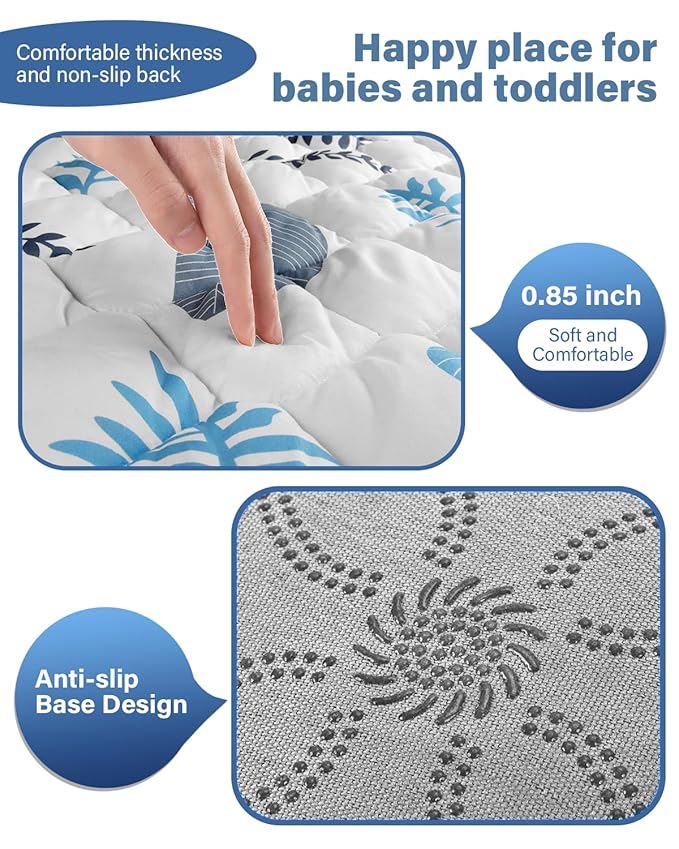 Baby Play Mat, Non-Slip Baby Mat for Floor, Soft Thicker Playpen Mat, Portable Playmat, Crawling Mat for Babies, Toddlers & Infants to Play and Learn（ 50"x50"）